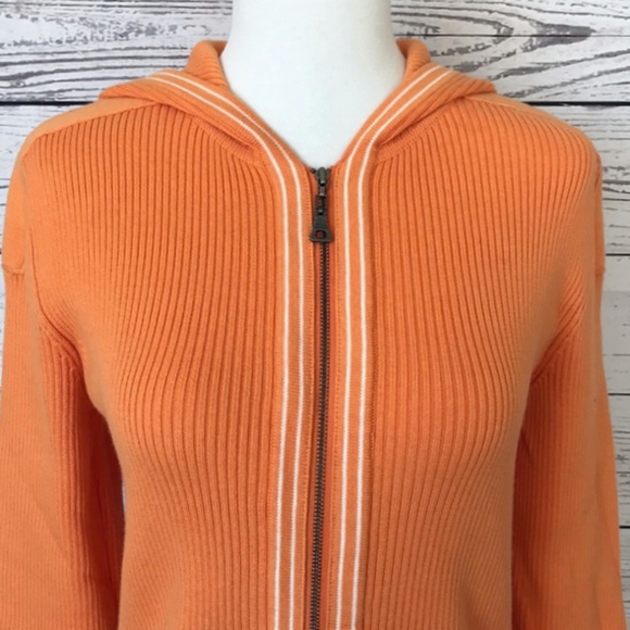 TOMMY HILFIGER Full Zip Orange Sweater Hoodie Size Small - Picture 7 of 9